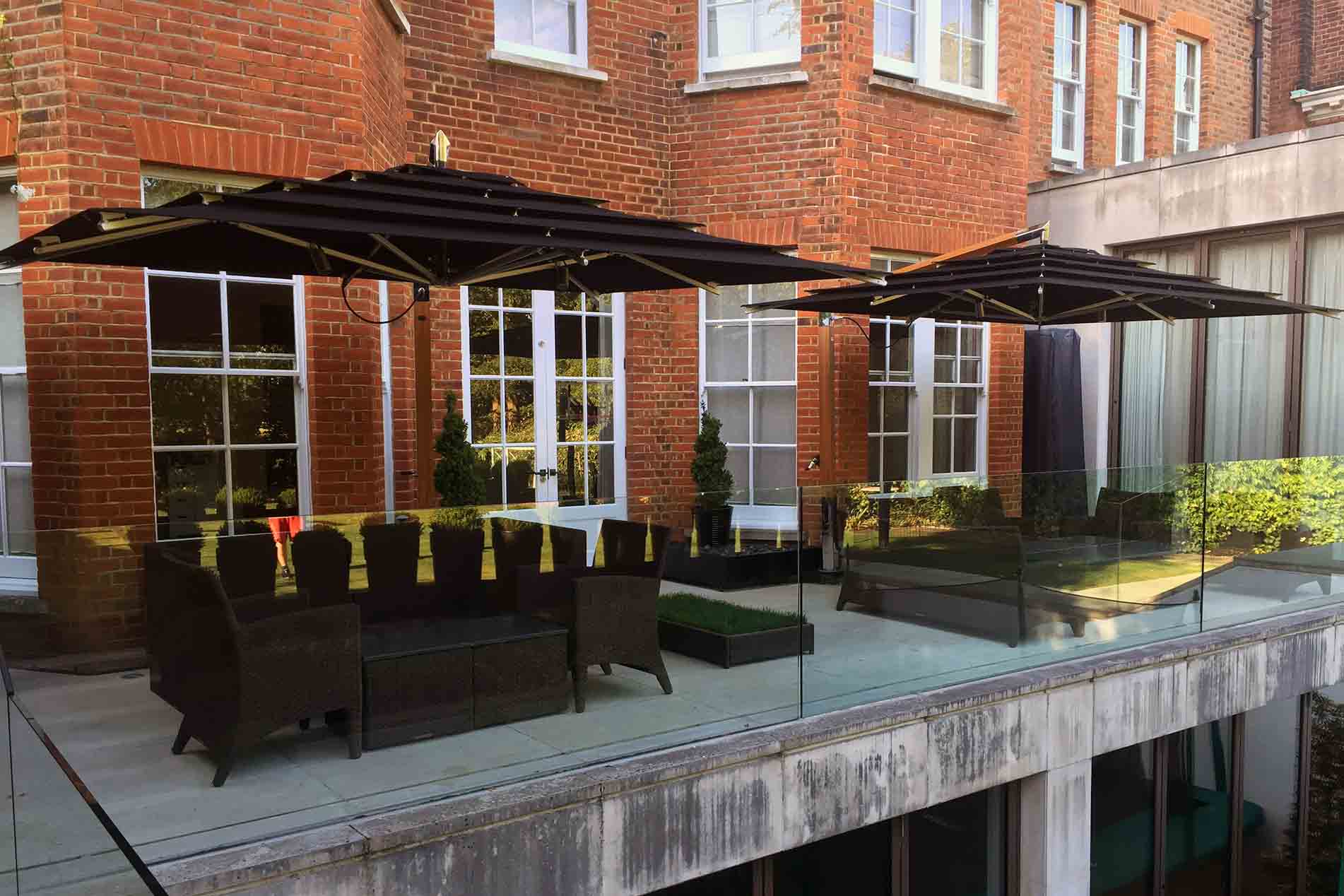 Nautica S316T - Pair of Black Louvered with heat & light on custom portable bases private client London UK